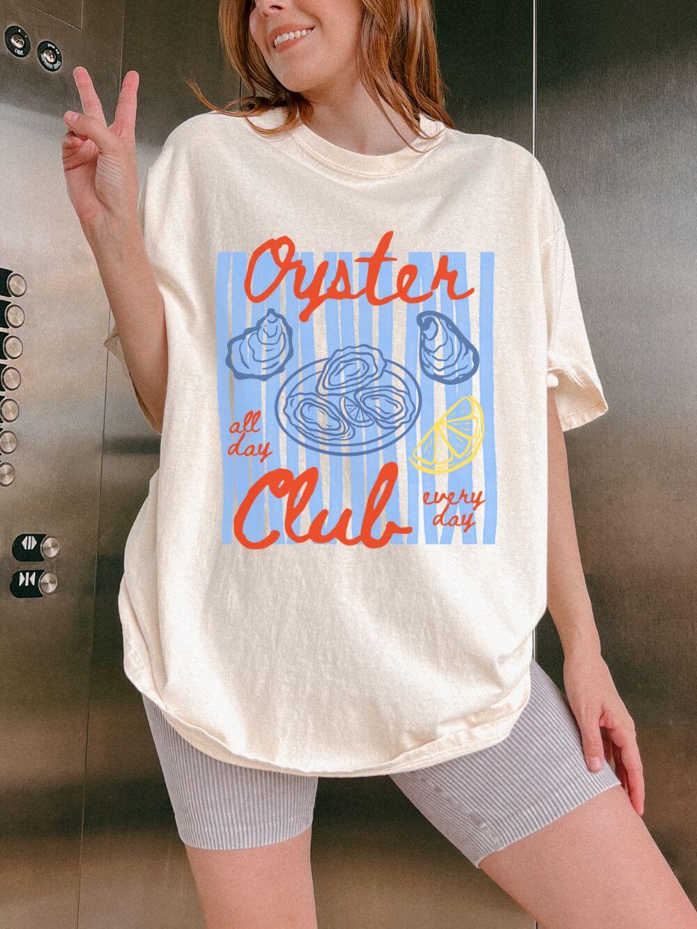 Oyster Club T-Shirt Vintage Seafood Graphic Tee
