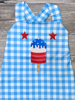 Party In The USA Popsicle Red Gingham Baby Boy 4th Of July Johnny Romper - Sydney So Sweet