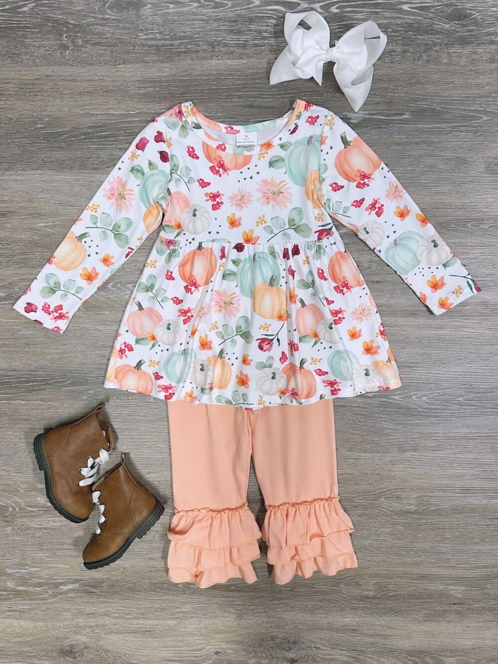 Peachy Pumpkins Girls Ruffle Pants Fall Outfit - Sydney So Sweet