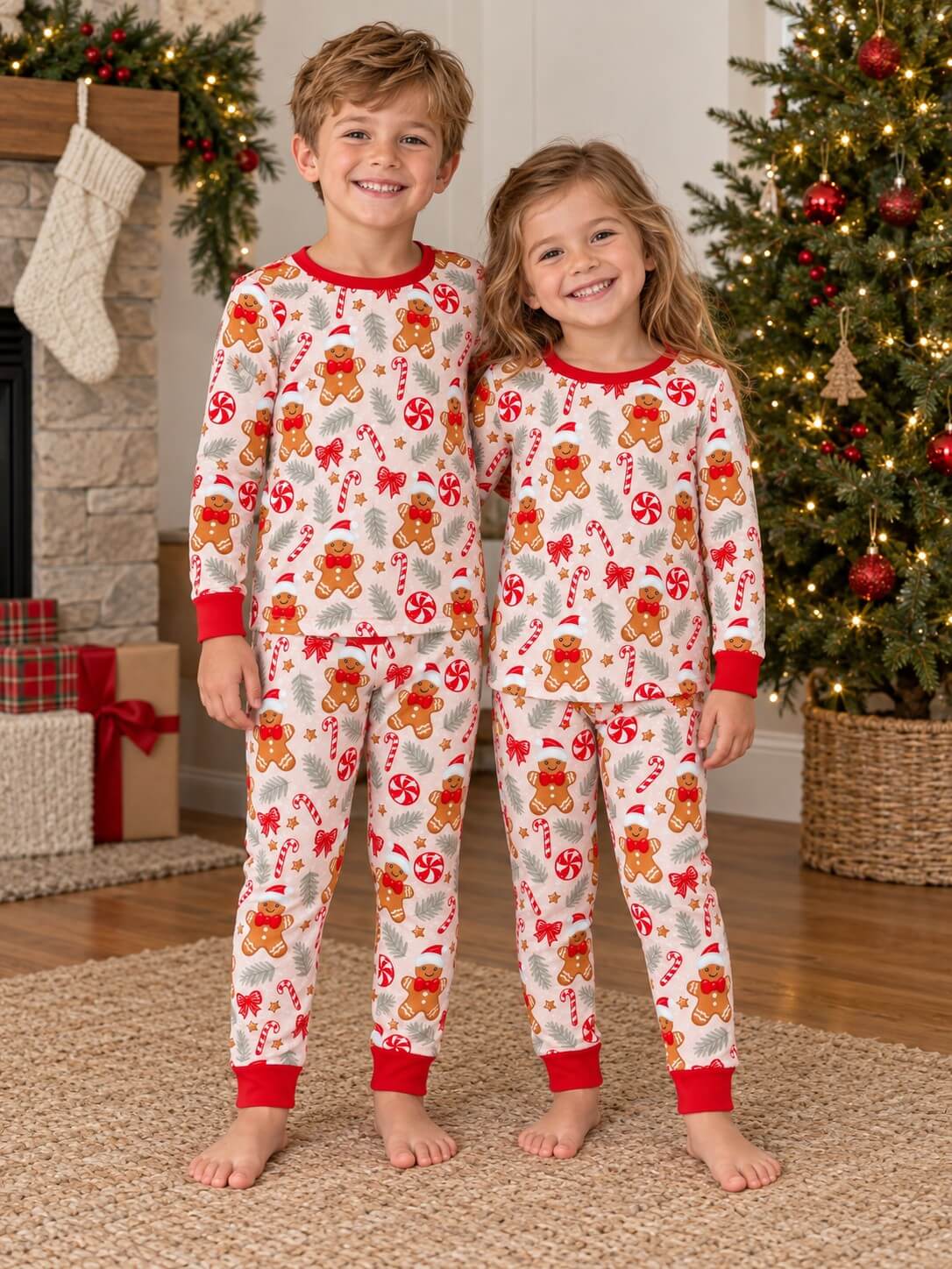 Peppermints & Gingerbread Girls Christmas Lounge Set