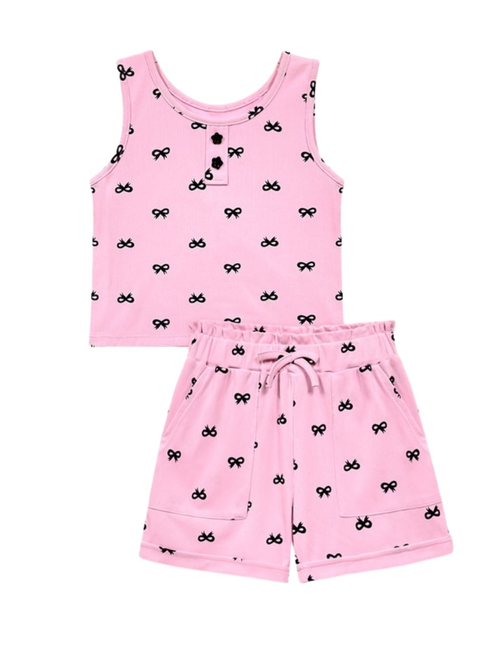 Pink Bow Girls Tank & Shorts Outfit - Sydney So Sweet