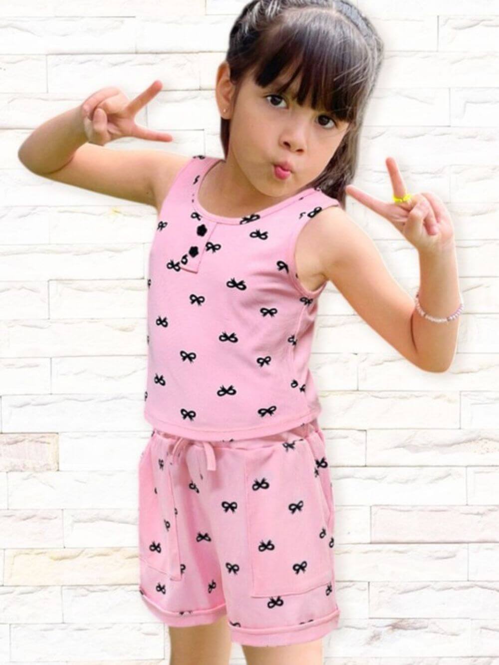 Pink Bow Girls Tank & Shorts Outfit - Sydney So Sweet