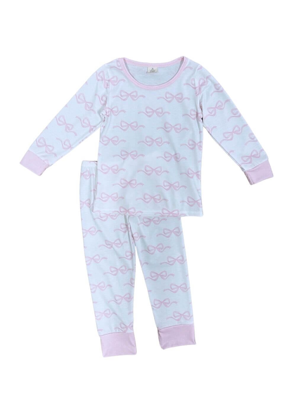 Pink Bow Perfect Girls Long Sleeve Lounge Set - Sydney So Sweet