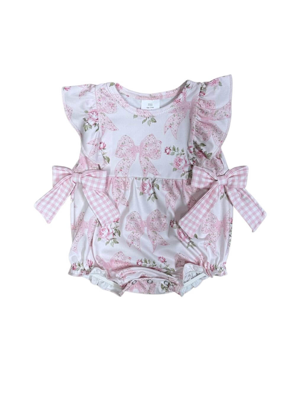 Pink Bows & Florals Girls Baby Ruffle Romper - Sydney So Sweet