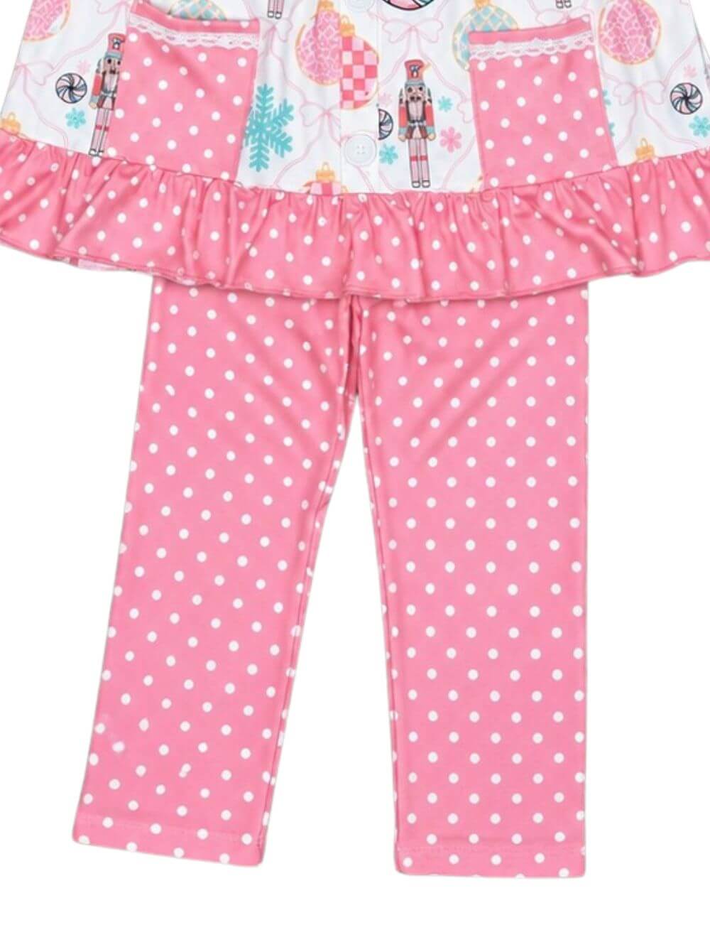 Pink Nutcracker Girls Ruffle Tunic & Polka Dot Pants Outfit