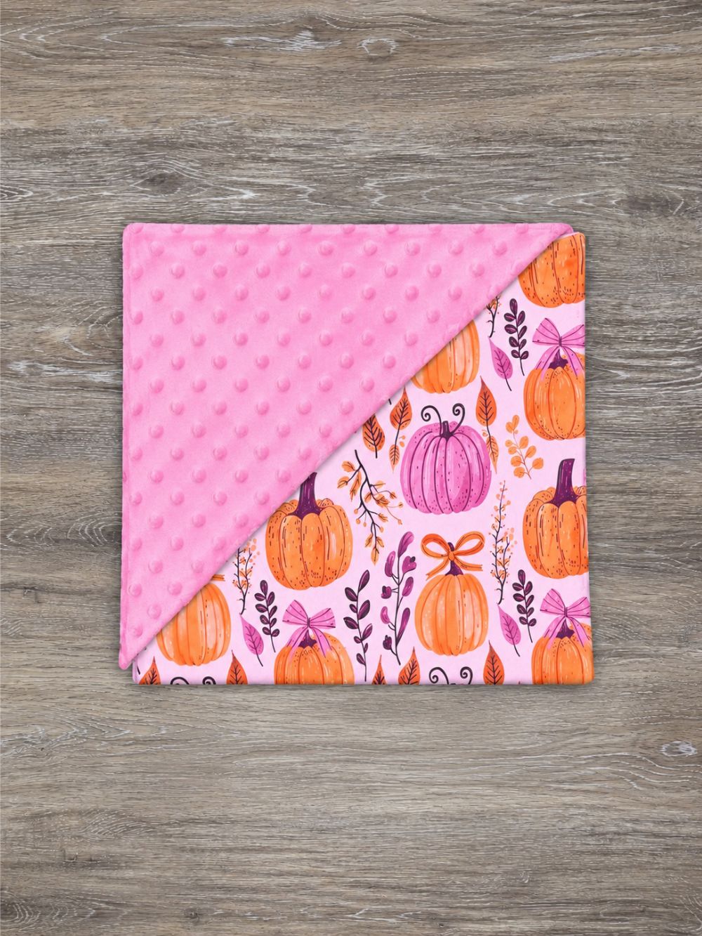 Pink Pumpkin Patch Baby or Toddler Minky Dot Blanket