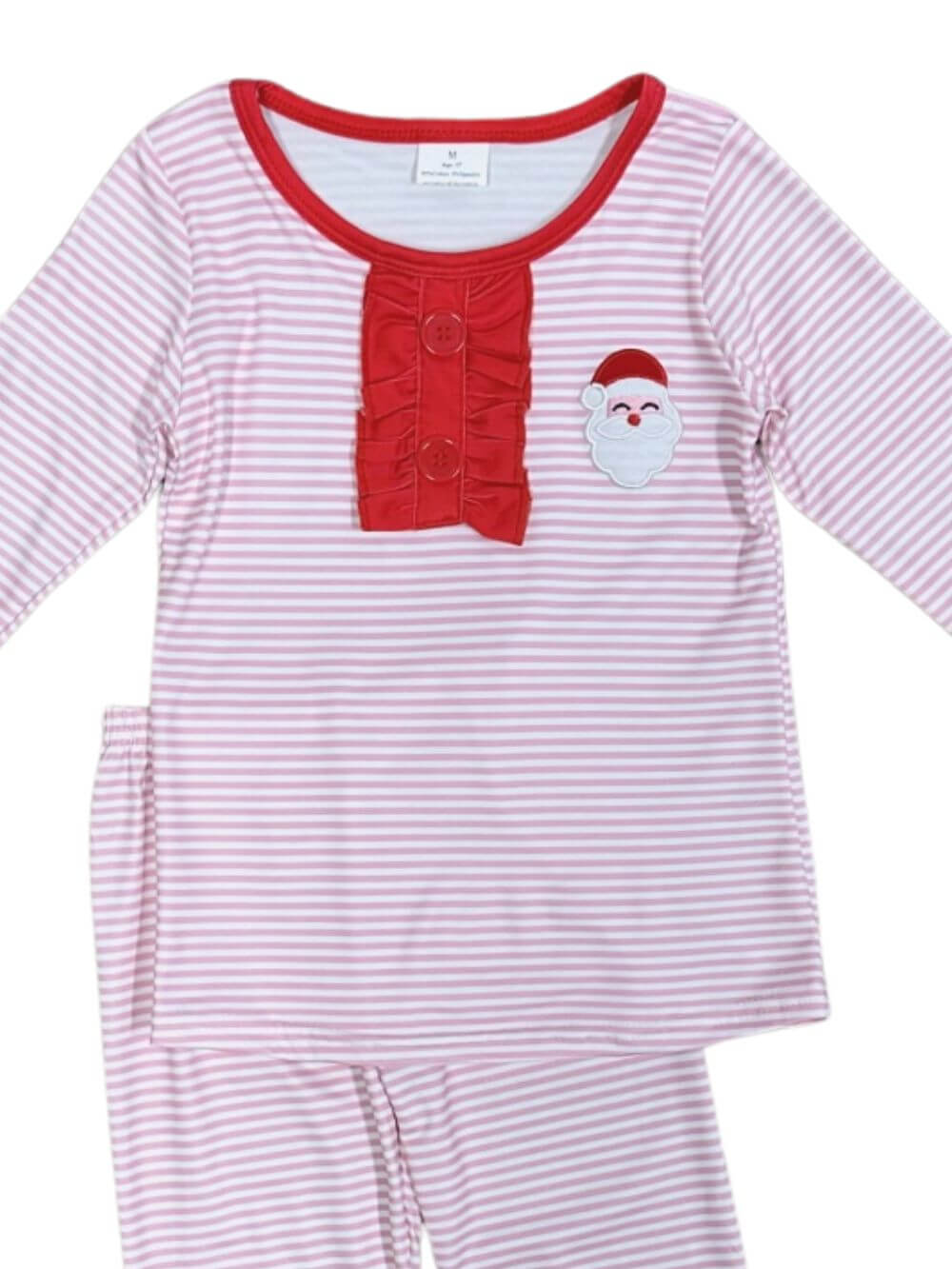 Pink Striped Santa Claus Girls Christmas Pajamas - Sydney So Sweet