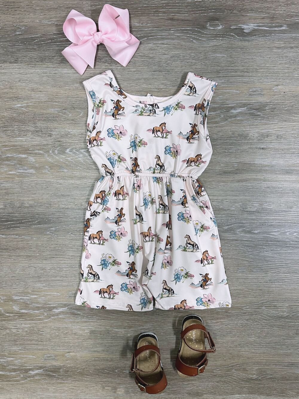 Pony Parade Girls Ivory Tank Shorts Romper - Sydney So Sweet