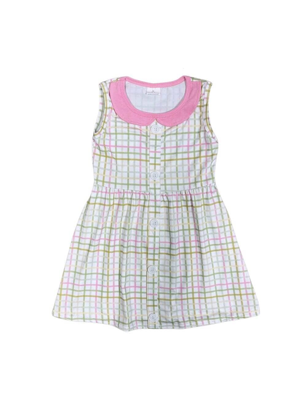 Preppy Pastel Plaid Girls Sleeveless Spring Dress - Sydney So Sweet