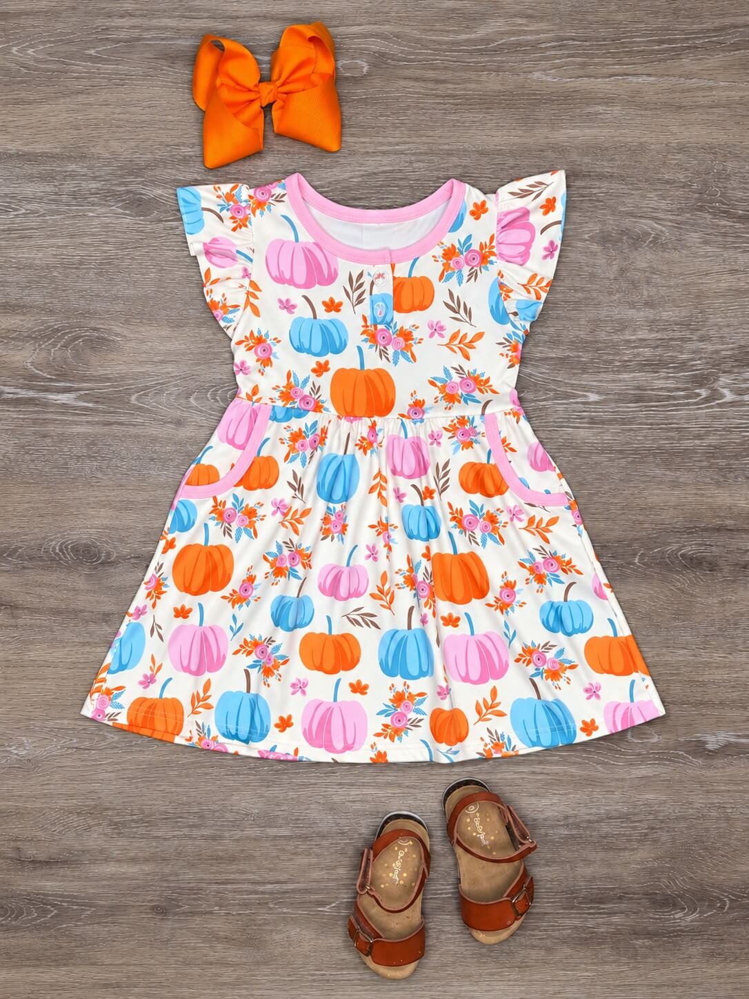 Pretty Pumpkins Girls Fall Dress