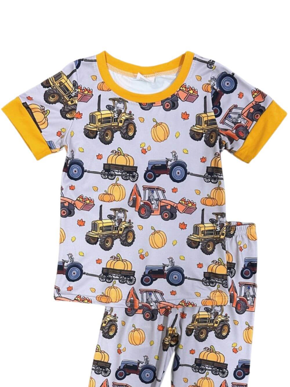 Pumpkin Haulin’ Boys Tractor Farm Fall Pajama Set - Sydney So Sweet