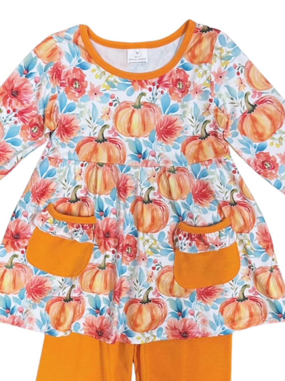 Pumpkin Posies Girls Ruffle Pocket Outfit - Sydney So Sweet