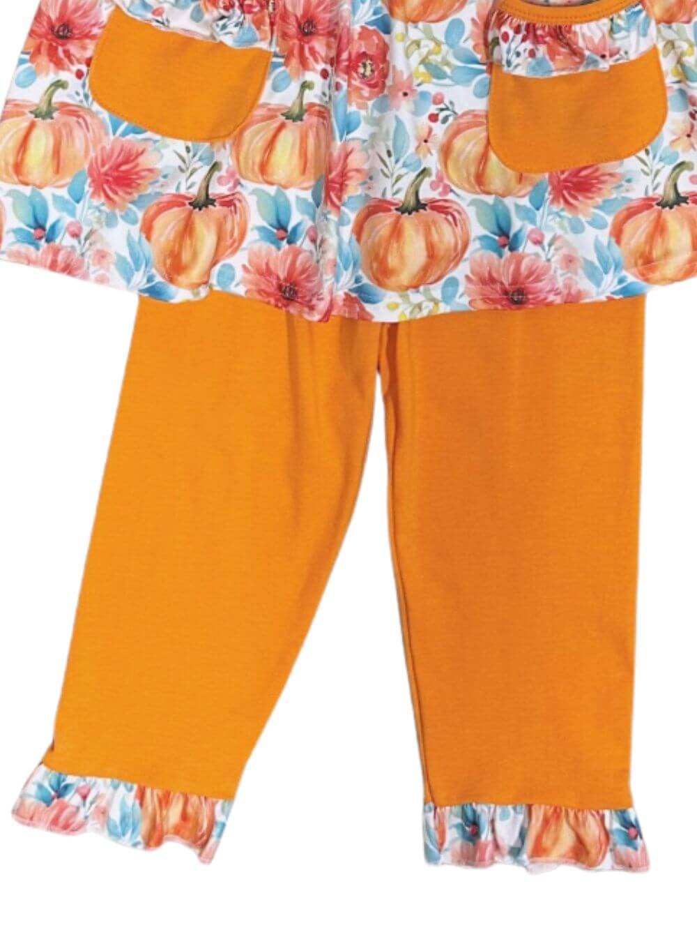 Pumpkin Posies Girls Ruffle Pocket Outfit - Sydney So Sweet