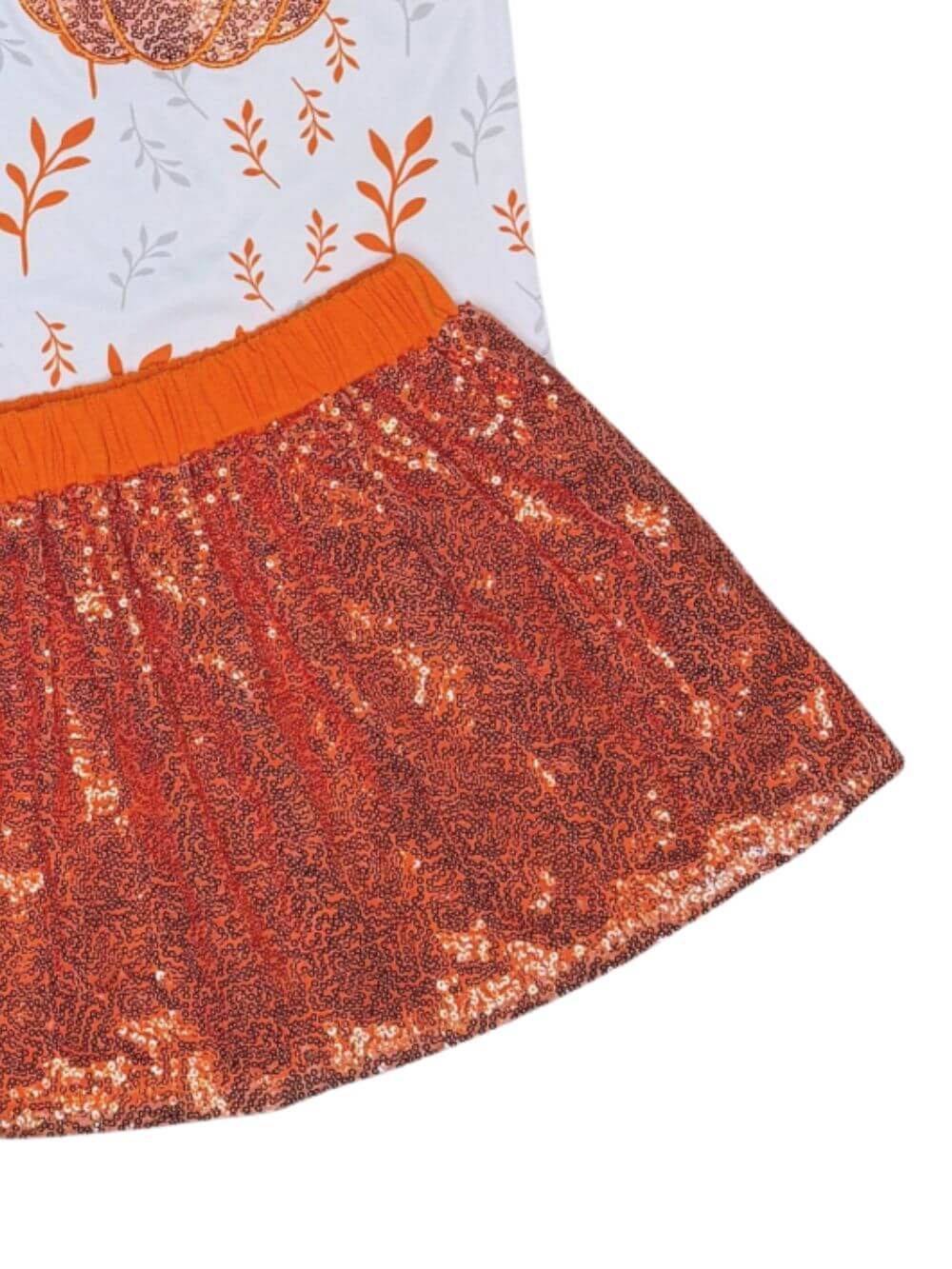 Pumpkin Sparkle Girls Sequin Skirt Outfit