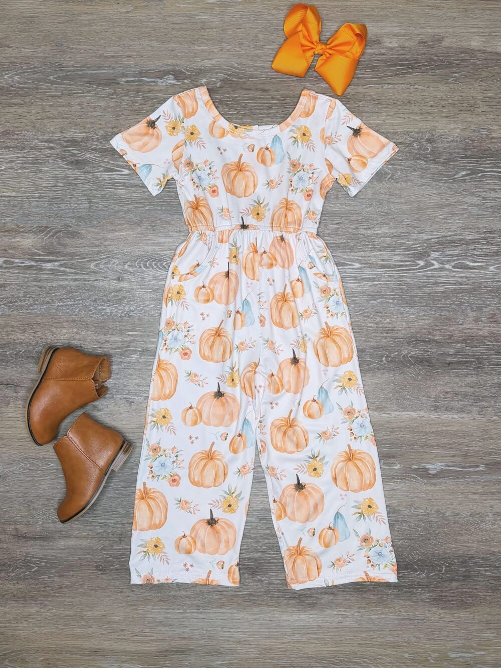 Pumpkin Spice Dreams Girls Fall Jumpsuit