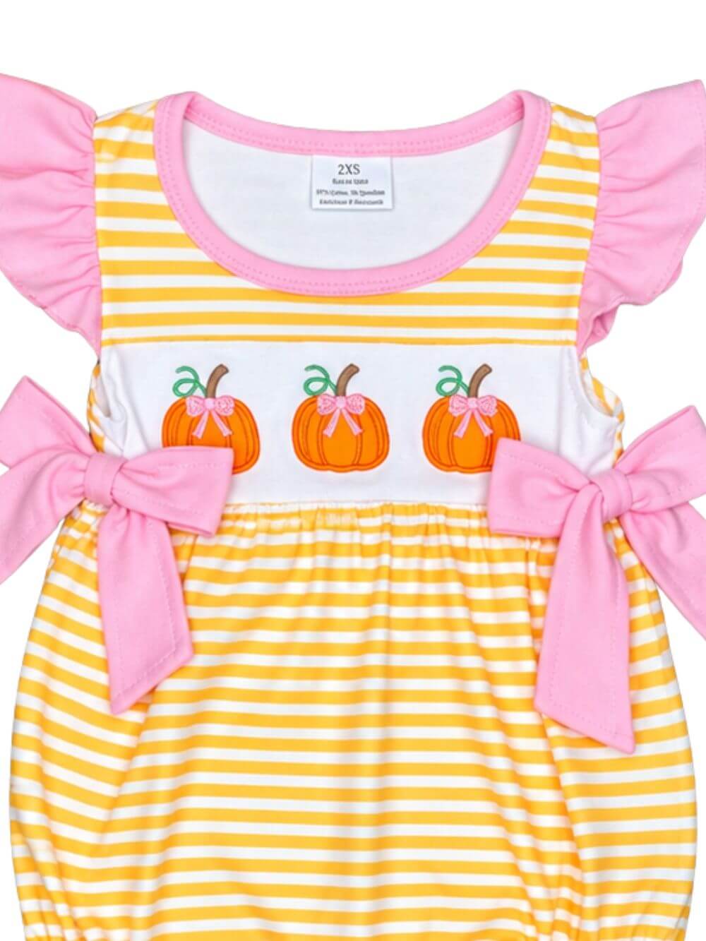 Pumpkins & Bows Yellow Stripe Baby Bubble Romper