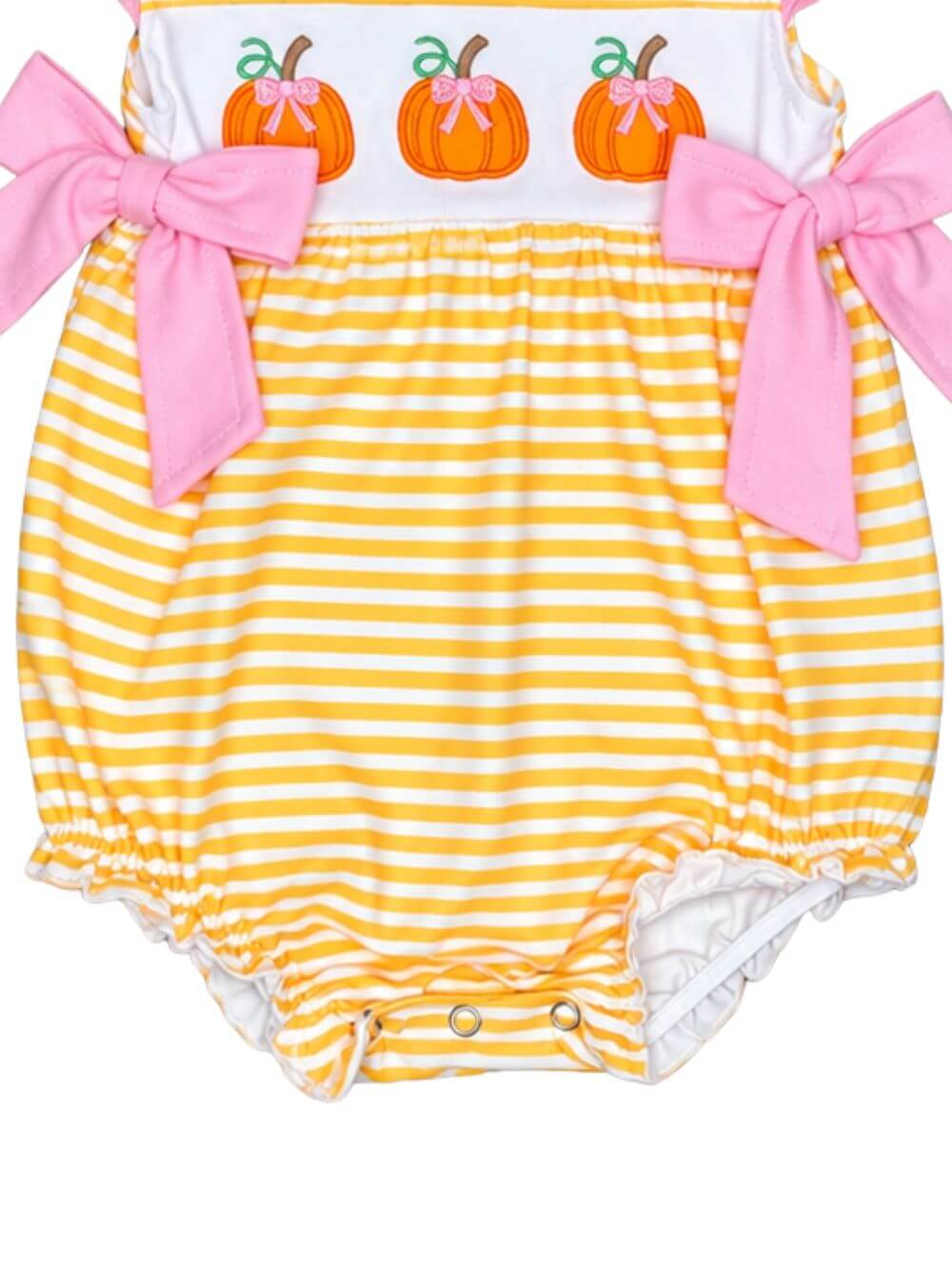 Pumpkins & Bows Yellow Stripe Baby Bubble Romper