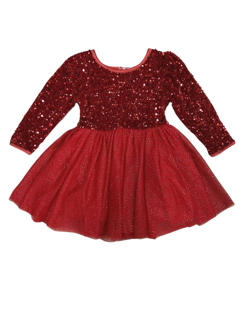 Red Sequin Velvet Tulle Chiffon Girls Special Occasion Christmas Holiday Tutu Dress - Sydney So Sweet