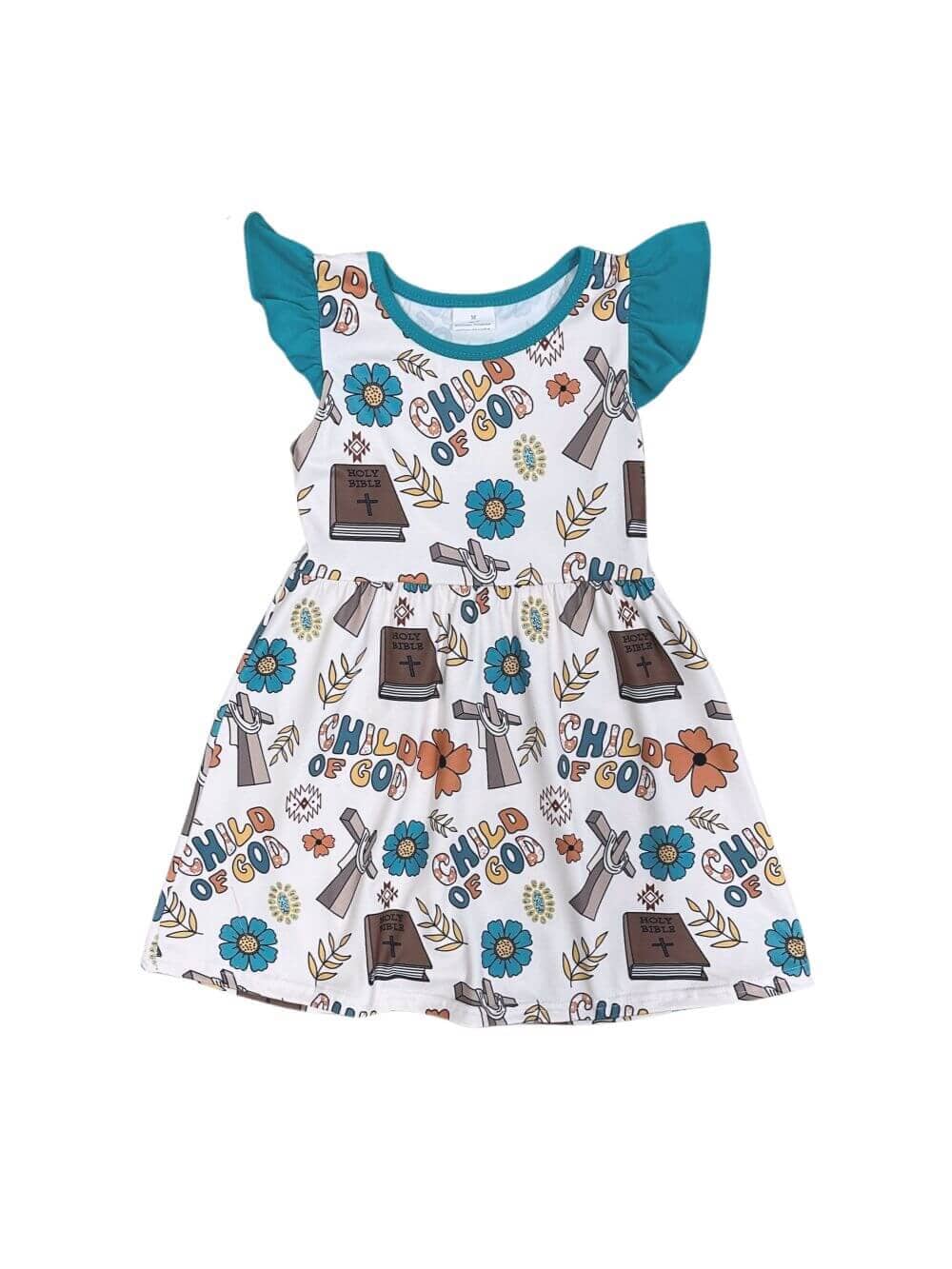 Rooted in Faith Girls Child of God Flutter Sleeve Dress - Sydney So Sweet