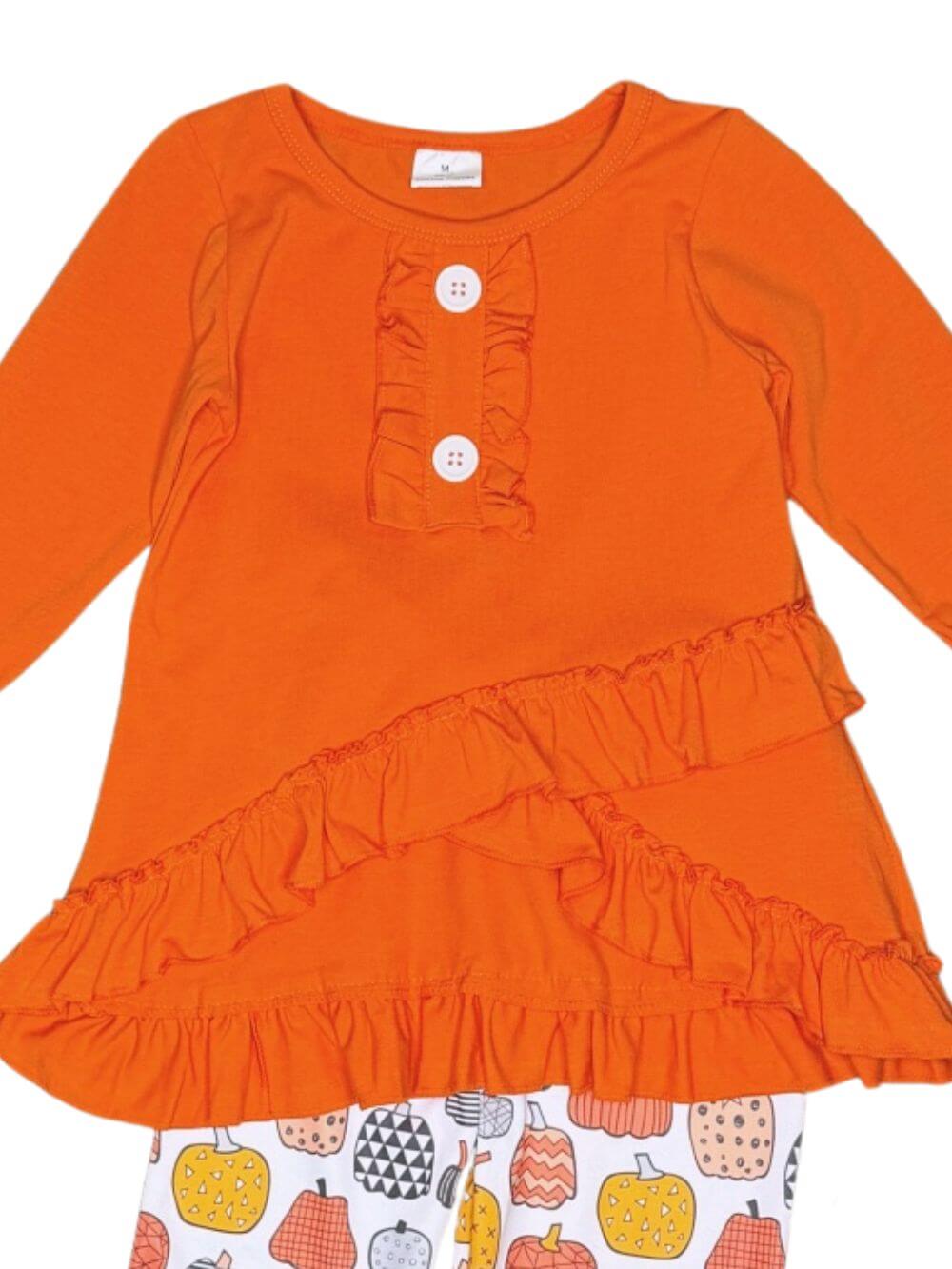 Rust Pumpkin Patch Girls Ruffle Pants Outfit
