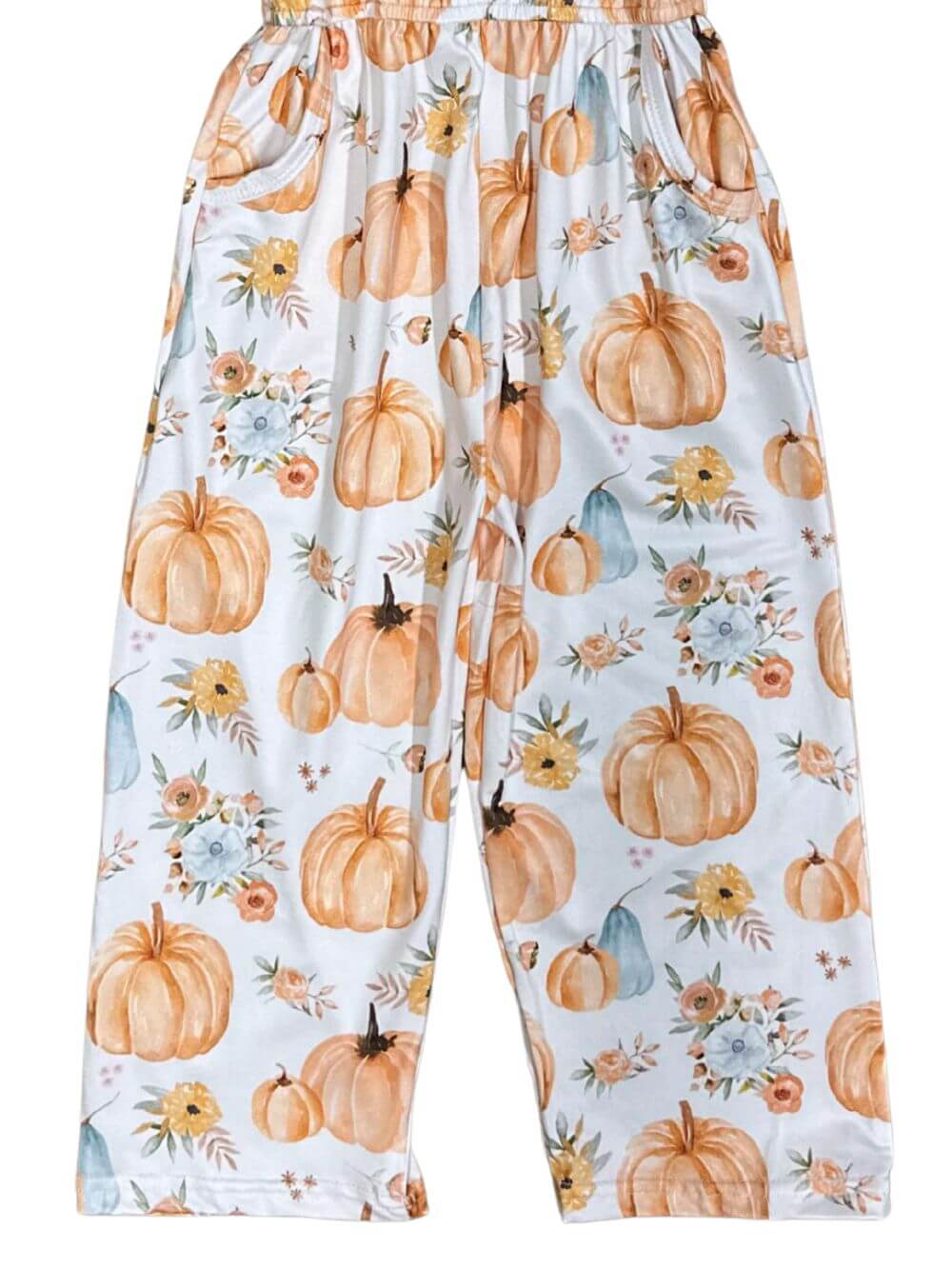 Rustic Pumpkin Floral Short Sleeve Girls Jumpsuit - Sydney So Sweet