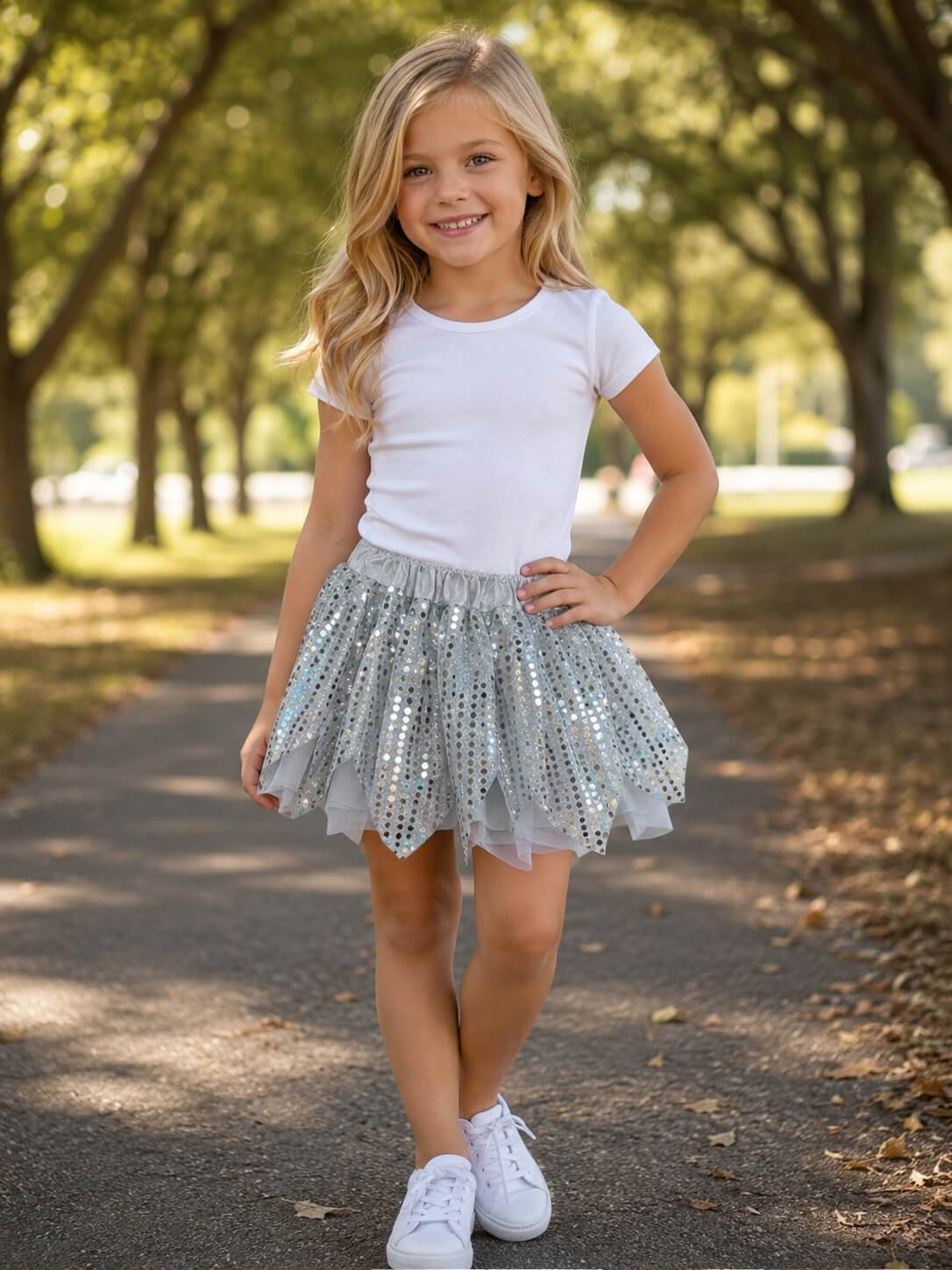 Silver Sparkle Running Tutu Skirt Costume for Girls, Women, Plus