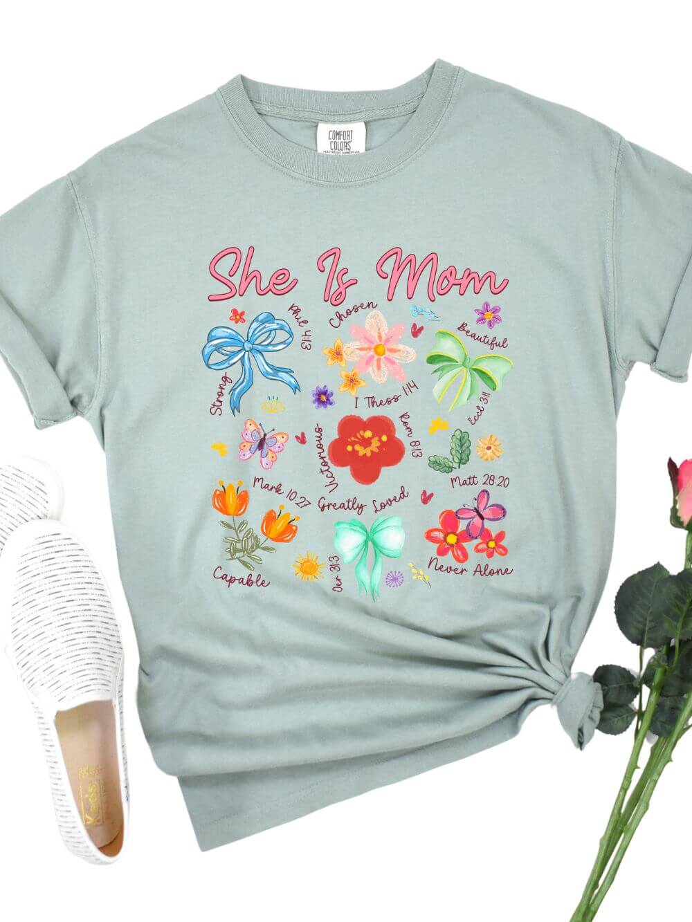 She is Mom Floral Christian Mom Graphic T-Shirt - Sydney So Sweet