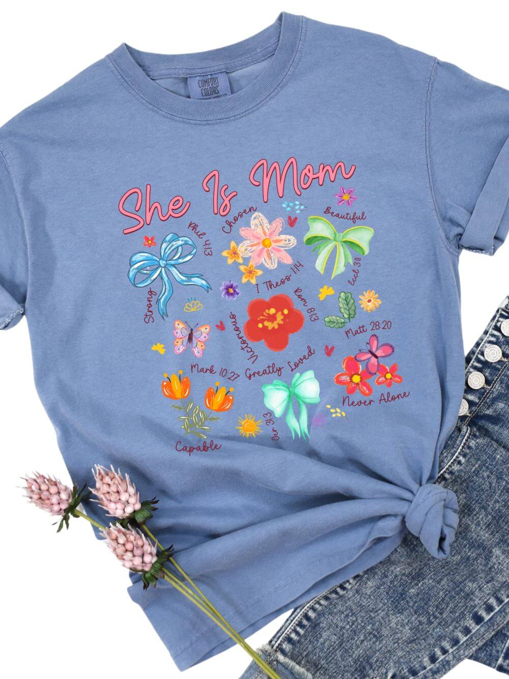 She is Mom Floral Christian Mom Graphic T-Shirt - Sydney So Sweet
