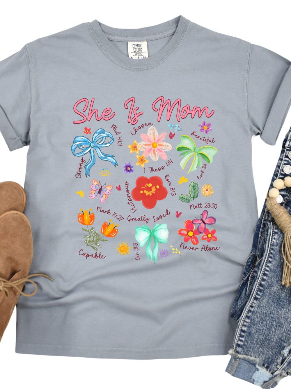 She is Mom Floral Christian Mom Graphic T-Shirt - Sydney So Sweet