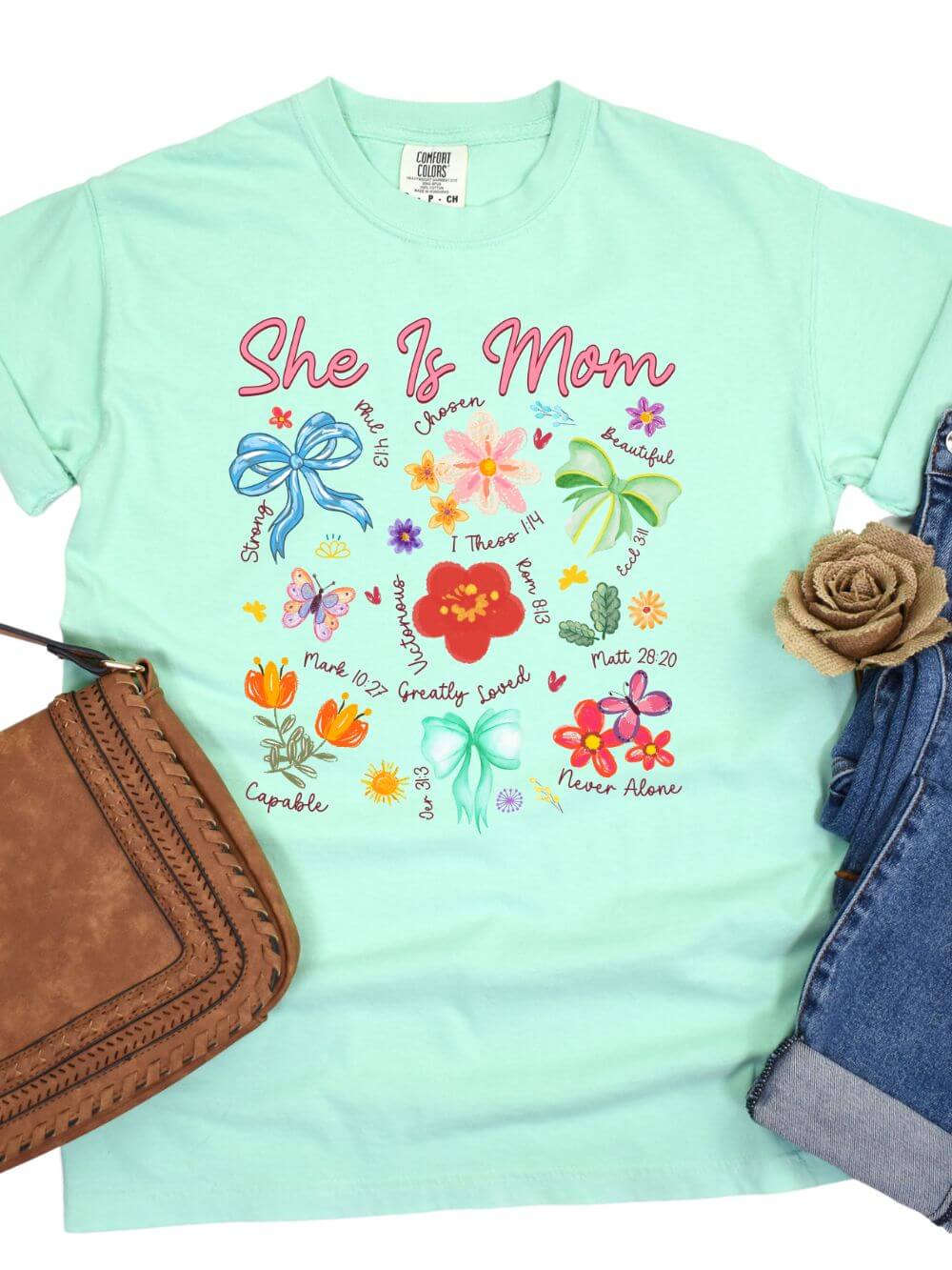 She is Mom Floral Christian Mom Graphic T-Shirt - Sydney So Sweet