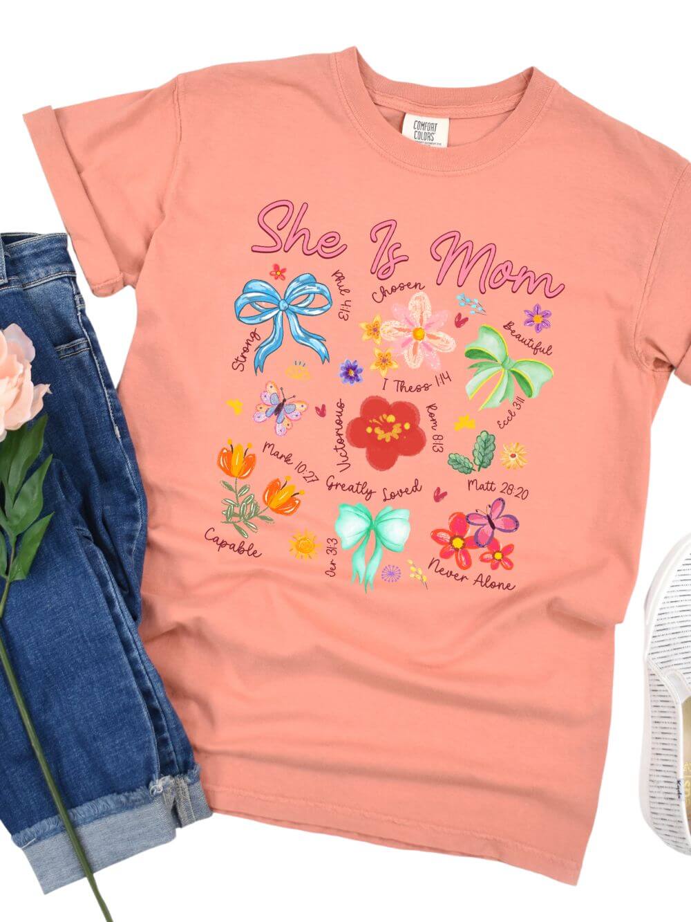 She is Mom Floral Christian Mom Graphic T-Shirt - Sydney So Sweet