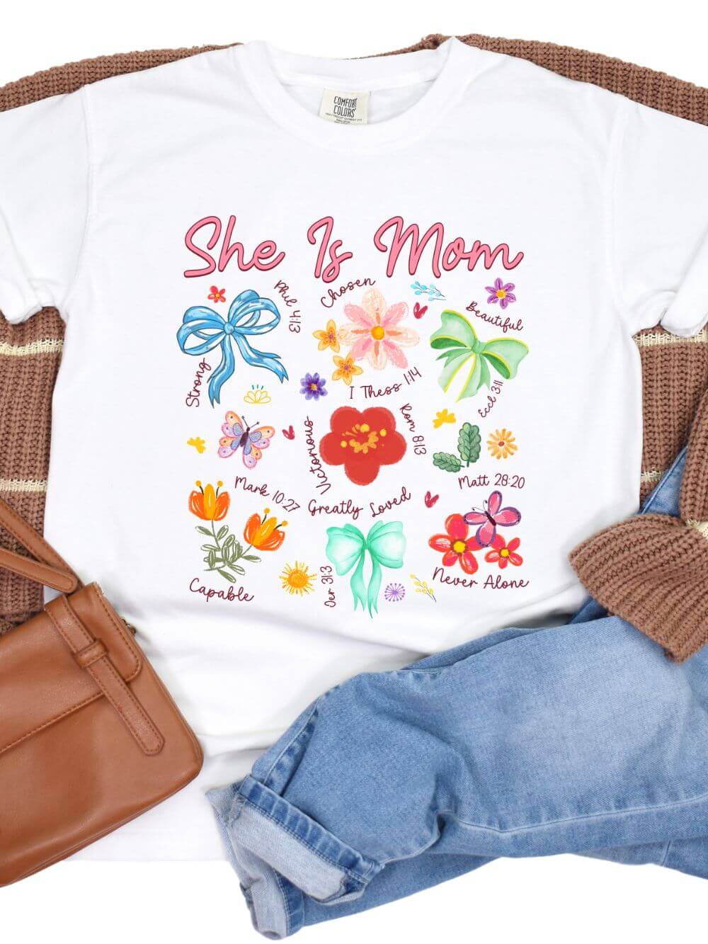 She is Mom Floral Christian Mom Graphic T-Shirt - Sydney So Sweet