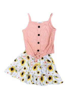 Simply Blessed Sunflower Peach Ruffle Girls Skirt Outfit - Sydney So Sweet