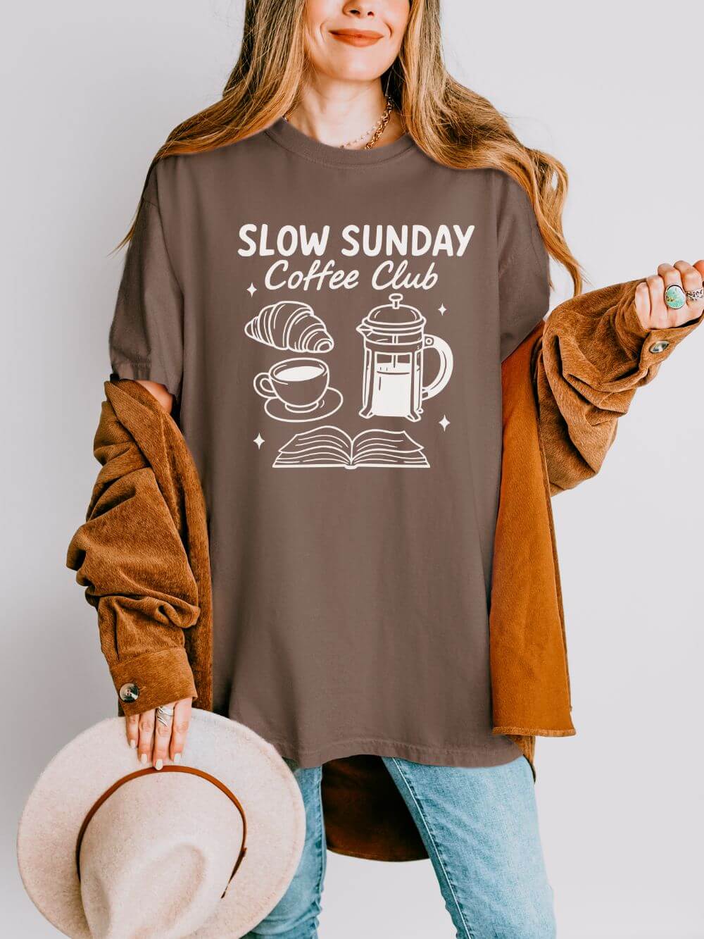 Slow Sunday Coffee Club Unisex Tee Comfort Colors Coffee Lover Short Sleeve Graphic T-Shirt - Sydney So Sweet