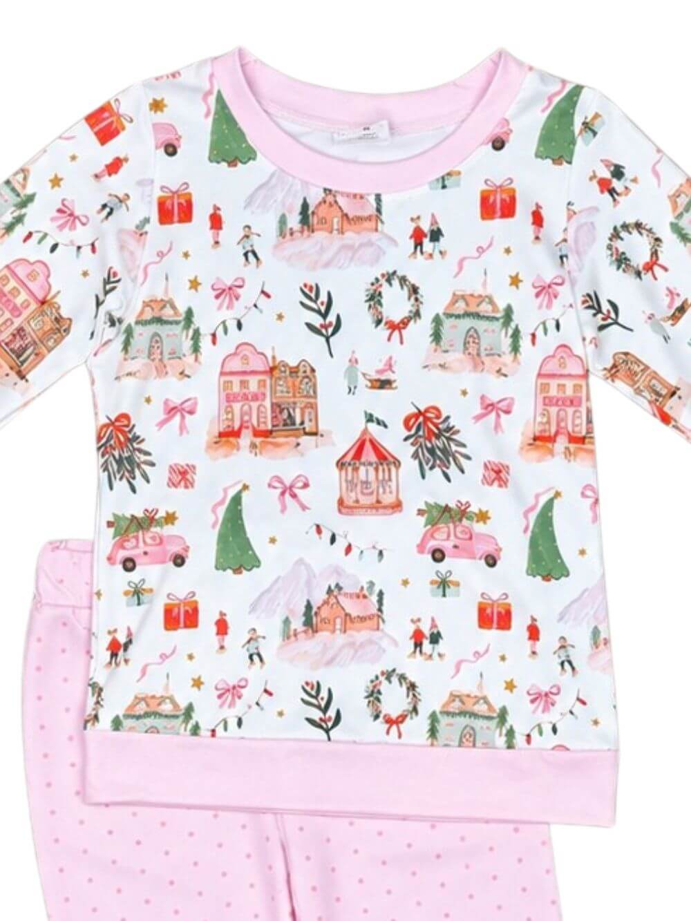 Small Town Christmas Pink Polka Dot Girls Outfit