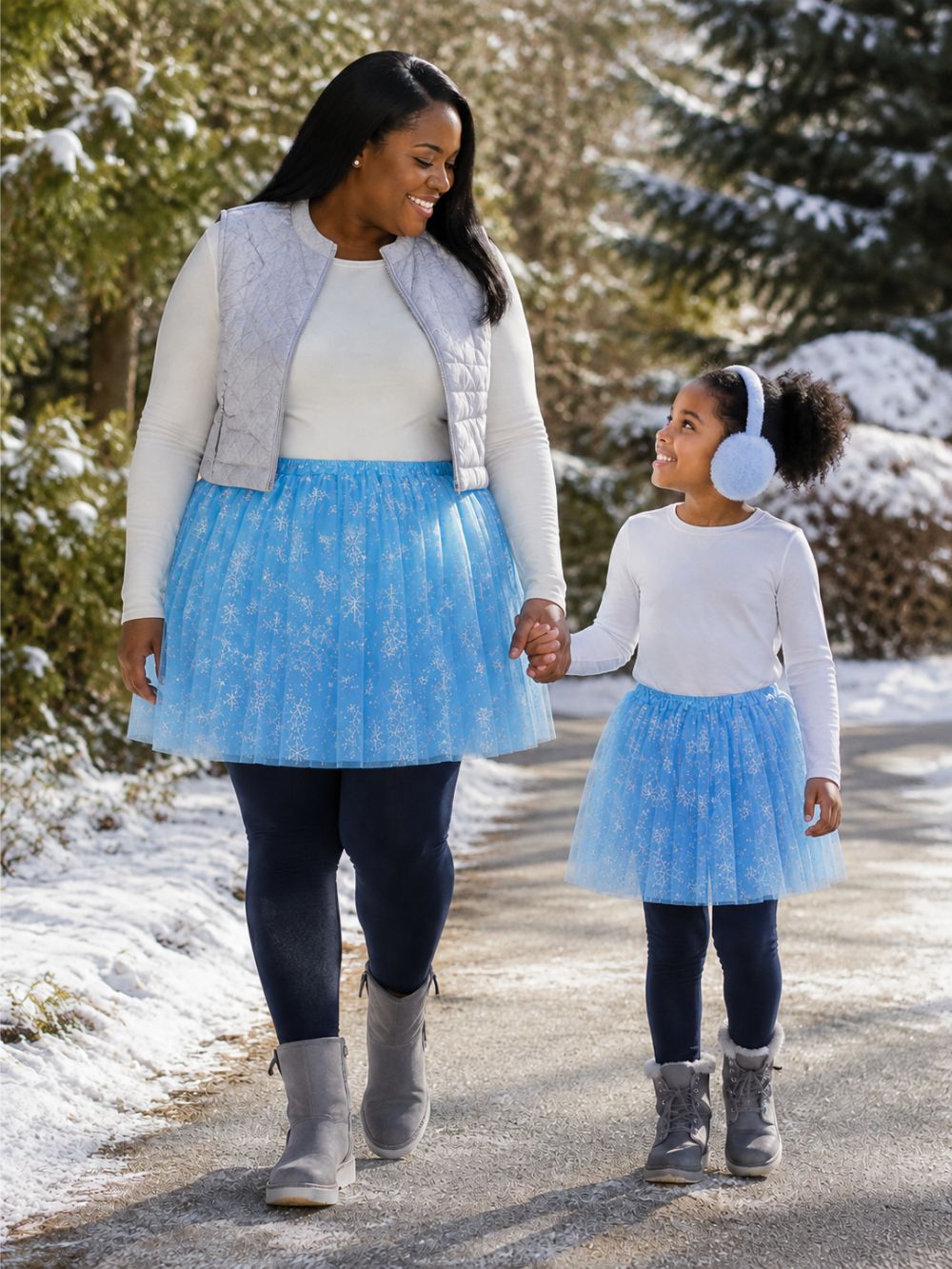 Snowflake Light Blue Winter Tutu Skirt Costume for Toddlers, Girls, Women, & Plus