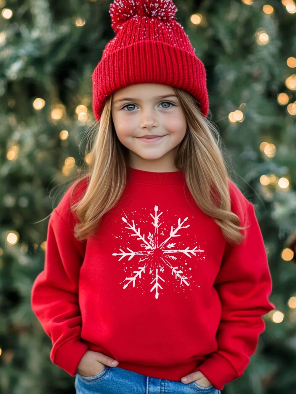 Snowflake Winter Heavy Blend Kids' Crewneck Graphic Christmas Holiday Sweatshirt - Sydney So Sweet