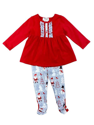 Snowy Season Red and Green Girls Boutique Outfit - Sydney So Sweet