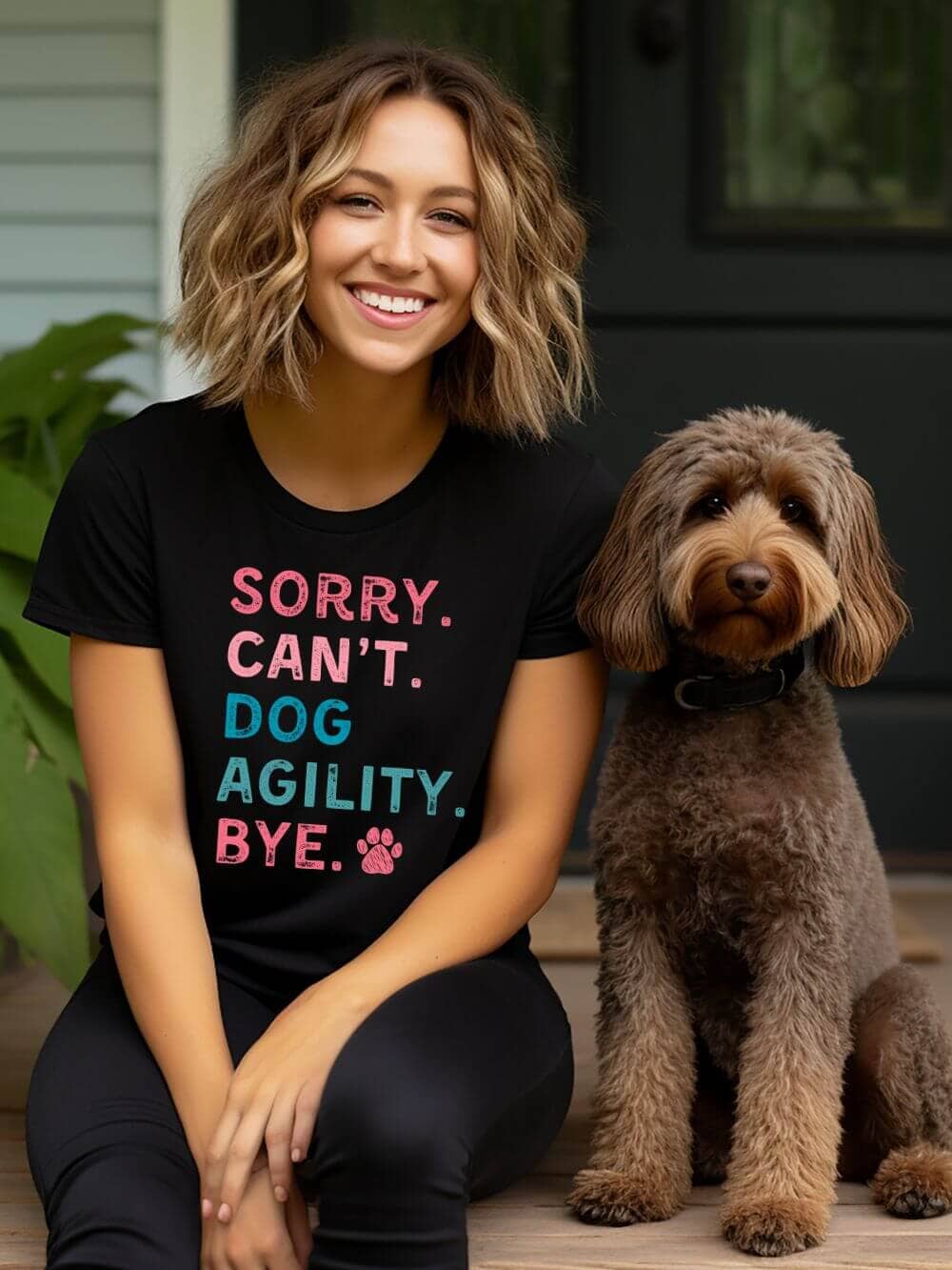 Sorry Can't Dog Agility Bye Cotton Women's Short Sleeve Graphic T-Shirt - Sydney So Sweet