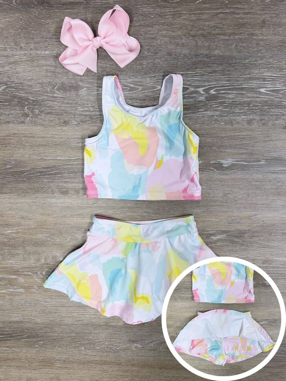 Splash of Pastels Girls Tankini & Swim Skort or Yoga Set - Sydney So Sweet