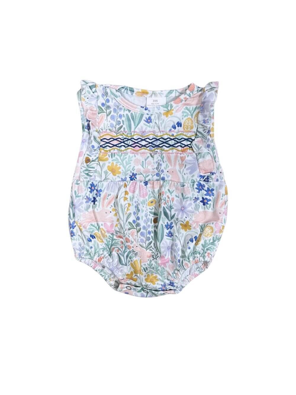 Spring Garden Smocked Ruffle Girls Baby Bubble Romper - Sydney So Sweet
