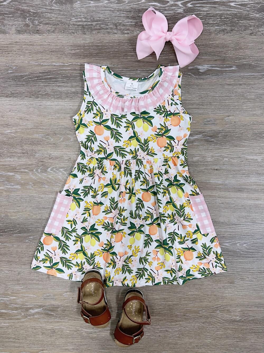 Squeeze the Day Girls Citrus Sleeveless Dress