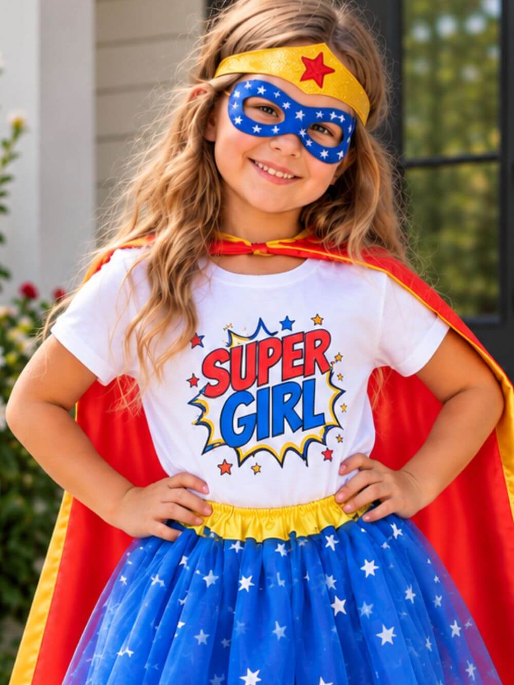 Super Girl Kids T-Shirt Colorful Comic Style Shirt for Girls, Superhero Birthday Gift