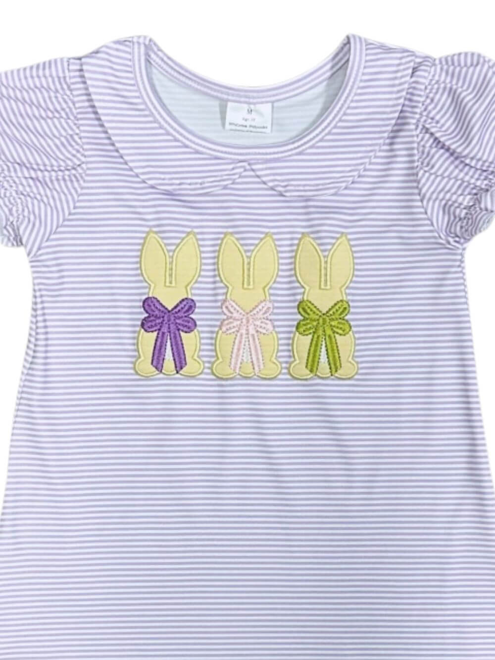 Sweet Bows & Bunnies Lavender Stripe Girls Dress