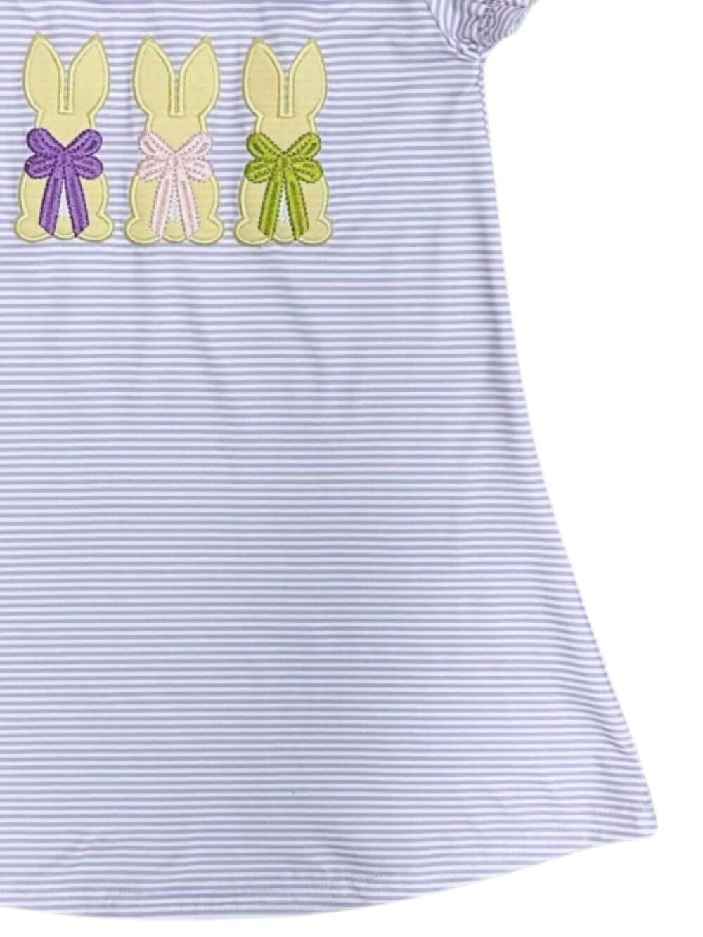 Sweet Bows & Bunnies Lavender Stripe Girls Dress