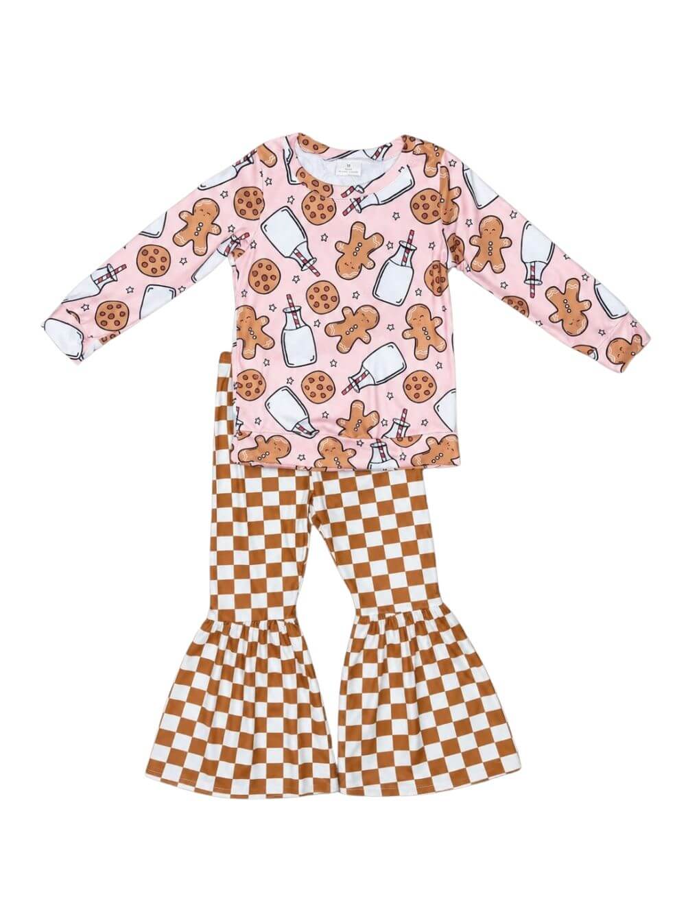 Sweet Gingerbread Girls Milk & Cookies Bell Bottoms Outfit