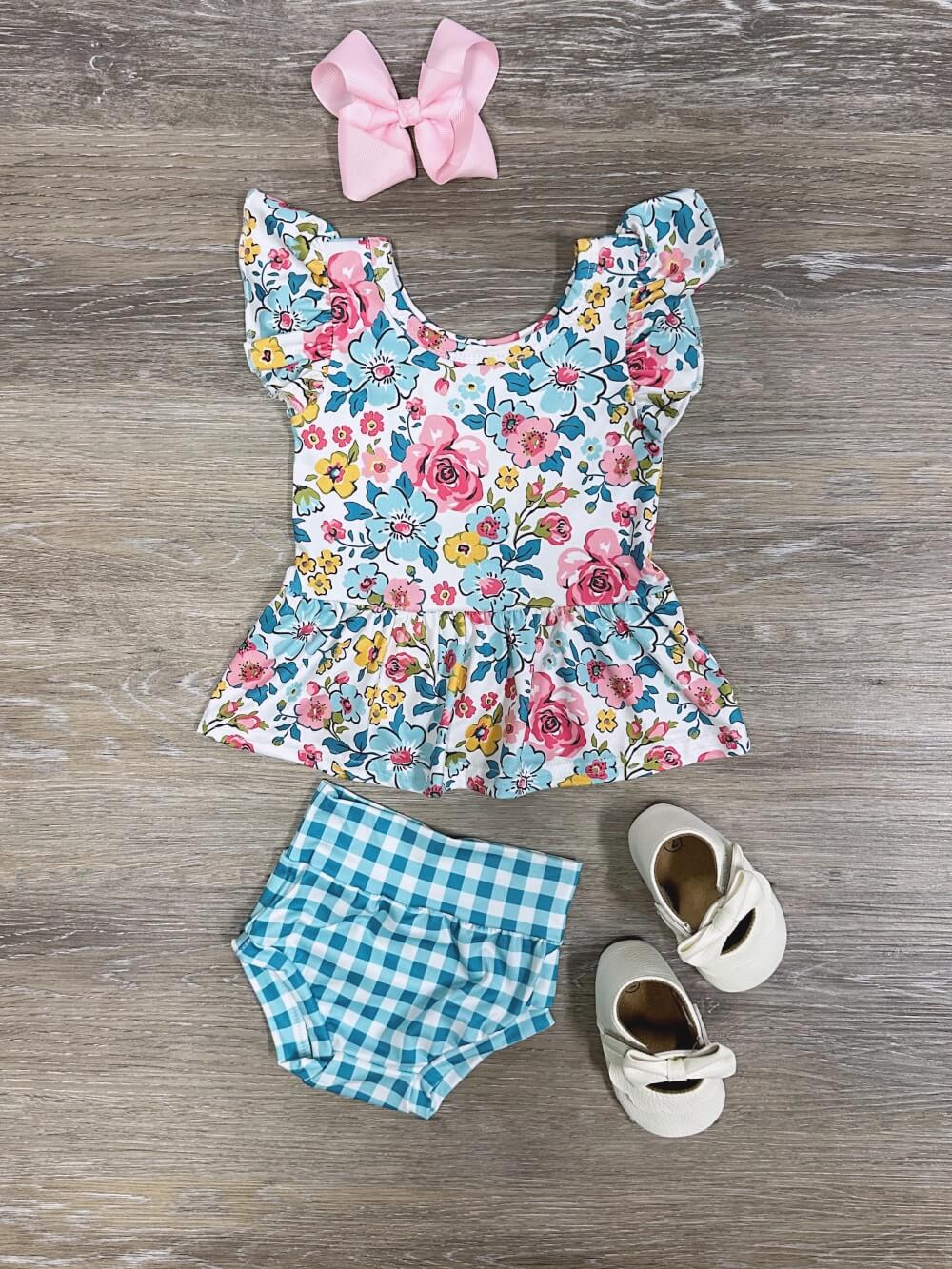 Sweet Petal Picnic Girls 2 Piece Baby Outfit - Sydney So Sweet