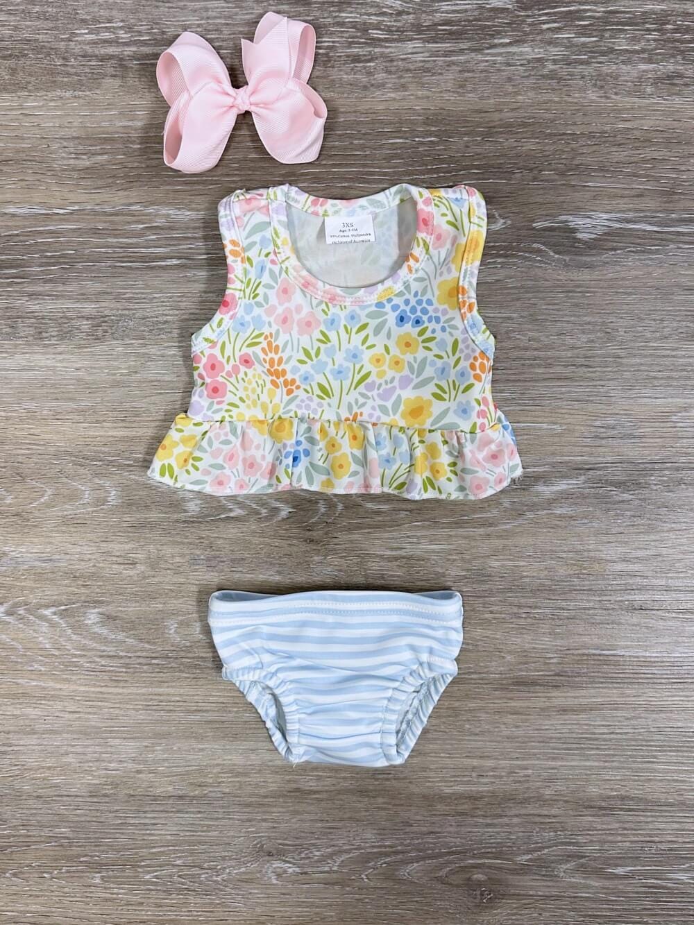 Sweet Petals Baby Girls Floral Tankini Swim Set - Sydney So Sweet