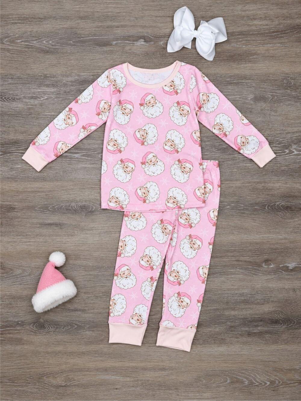 Sweet Pink Santa Girls Christmas Lounge Set