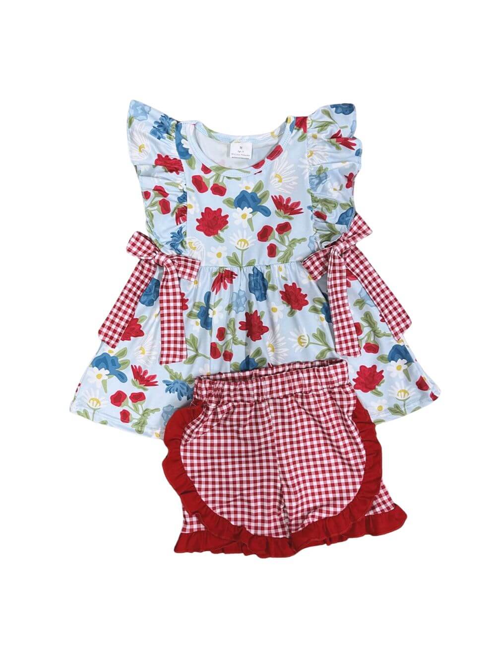 Sweet Summer Blooms Girls Gingham Bow Shorts Outfit - Sydney So Sweet